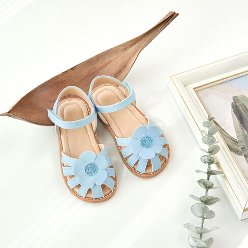 Flaryzone Toddler Little Girls Glitter Flower Open-Toe Flat Dress Sandals Summer Shoes in Saudi Arabia