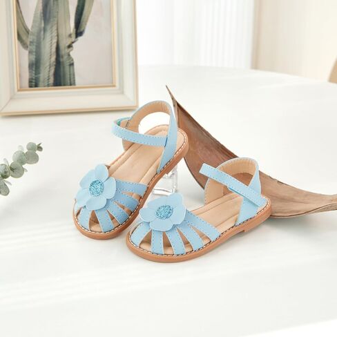 Flaryzone Toddler Little Girls Glitter Flower Open-Toe Flat Dress Sandals Summer Shoes in Saudi Arabia