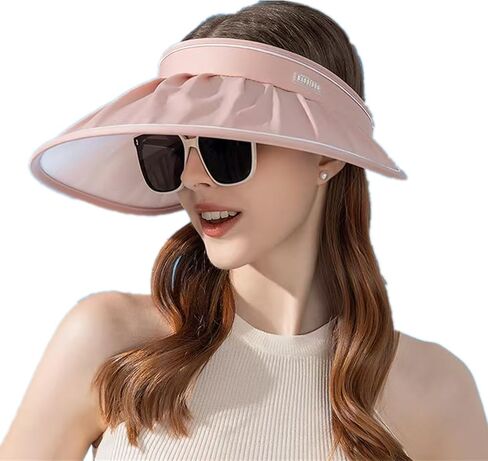 Women Sun Visor Hat Adjustable Wide Brim Beach Sun Hat UV Protection Breathable Summer Visors Cap in Saudi Arabia