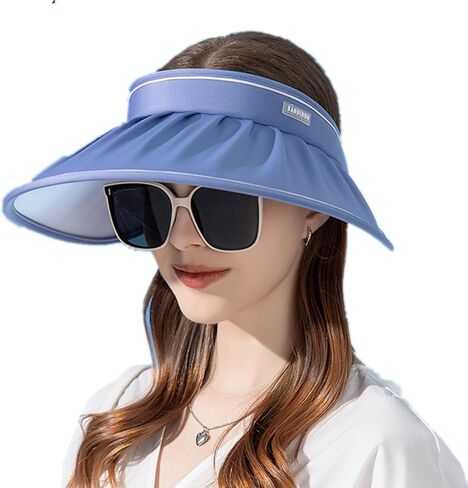 Women Sun Visor Hat Adjustable Wide Brim Beach Sun Hat UV Protection Breathable Summer Visors Cap in Saudi Arabia
