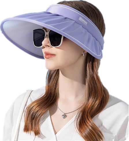 Women Sun Visor Hat Adjustable Wide Brim Beach Sun Hat UV Protection Breathable Summer Visors Cap in Saudi Arabia