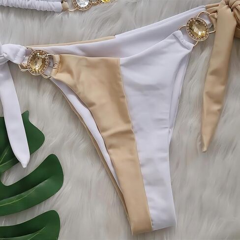 YIMISAN Women's Color Block Triangle Bikini Swimsuit Sexy Crystal Shinny Rhinestone SwimwearTwo Piece Bathing Suits in Saudi Arabia