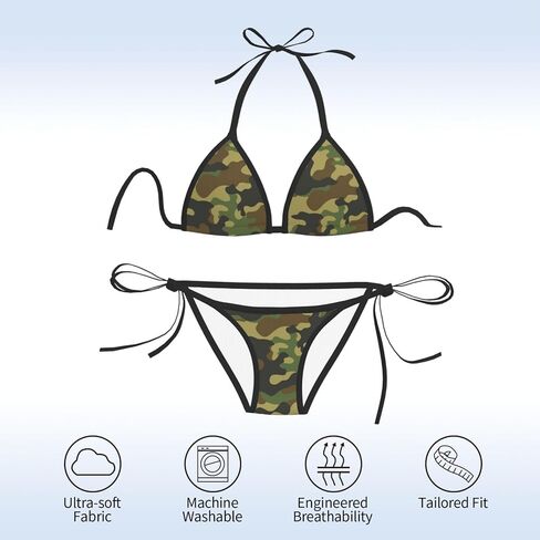 Camo American Flag Women Two Piece Swimsuit Sexy Swimwear Halter String Triangle Bikini Sets in Kuwait
