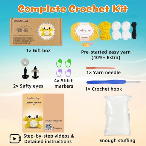 Crochet Kit for Beginners Adults Kids - Crochet Starter Kit w/Easy Pre-Started Yarn, Positive Card, Step-by-Step Video Tutorials, Learn to Crochet Kit, Complete DIY Crocheting Knitting Kit, Cute Corn in Saudi Arabia