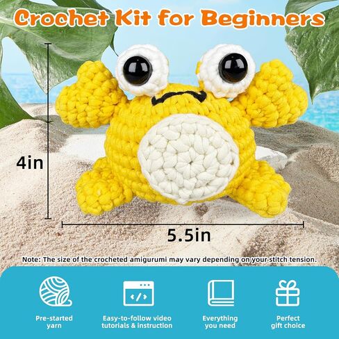 Crochet Kit for Beginners Adults Kids - Crochet Starter Kit w/Easy Pre-Started Yarn, Positive Card, Step-by-Step Video Tutorials, Learn to Crochet Kit, Complete DIY Crocheting Knitting Kit, Cute Corn in Saudi Arabia