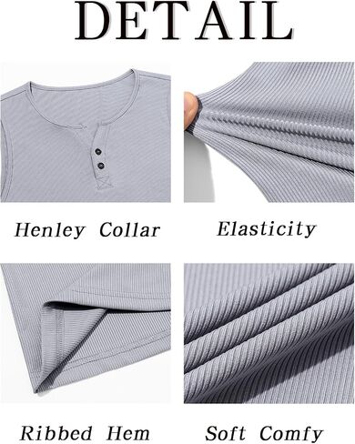Runcati Mens Workout Tank Tops Summer Gym Muscle Ribbed Sleeveless Henley Shirt Casual Knitted Slim Fit Beach Tee in Saudi Arabia