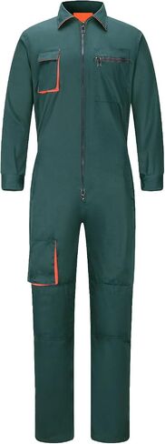 Yukirtiq Men's Long Sleeve Mechanic Work Jumpsuit with Multi Pockets Cotton Blend Workwear in Kuwait