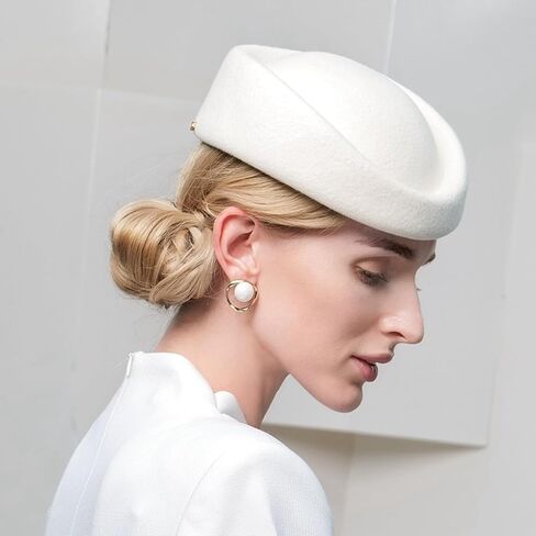 Womens Fascinators Hats Vintage 60s Wool Cap Stewardess Pillbox Hat Teardrop Cocktail Fascinator Base Hair Clip in Saudi Arabia