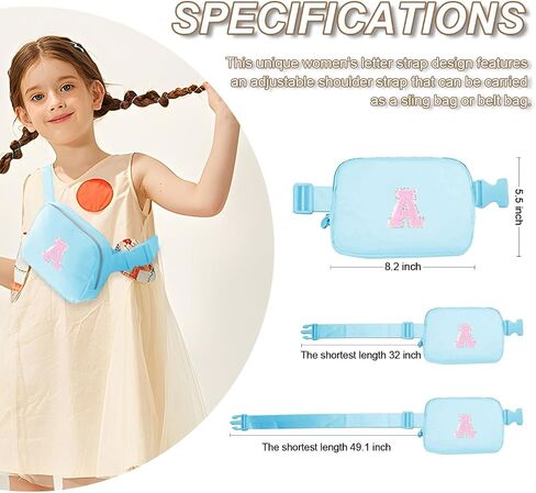 Christmas Birthday Gifts for Women,Fanny Pack for Kids Teens,Crossbody Bag for Girls,Initial Waist Packs for Sister Daughter,Belt Bag Trendy Preppy Stuff,Blue A in Saudi Arabia