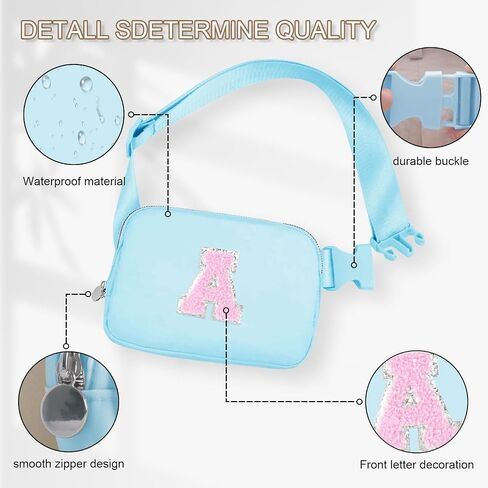 Christmas Birthday Gifts for Women,Fanny Pack for Kids Teens,Crossbody Bag for Girls,Initial Waist Packs for Sister Daughter,Belt Bag Trendy Preppy Stuff,Blue A in Saudi Arabia