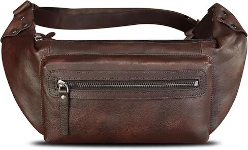 LRTO Genuine Leather Fanny Pack for Men and Women Waist Bag Hip Bag Real Leather Fanny Bag Sling Bag Crossbody Bags Chest Purses (Brown), LRTO-15023 in Saudi Arabia
