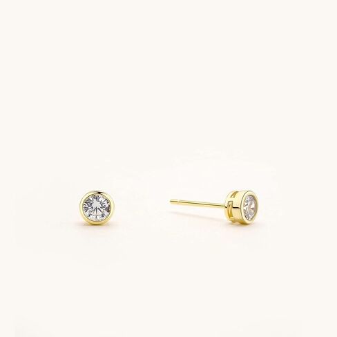 14K GOLD مطلي 925 Sterling Silver Zirconia Zirconia Round Round Action Stud ، 2mm to 4mm Stone in Kuwait