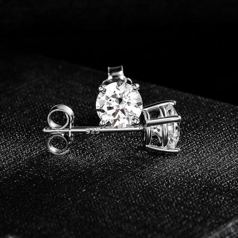 MDFUN S925 Sterling Silver Moissanite Stud Earrings Set 4 Prong Round Synthetic Moissanite Stud Earring Multiple Pack in Kuwait