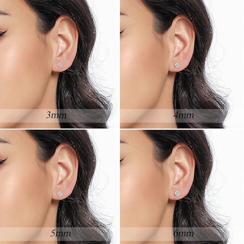 MDFUN S925 Sterling Silver Moissanite Stud Earrings Set 4 Prong Round Synthetic Moissanite Stud Earring Multiple Pack in Kuwait