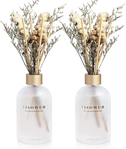 Diffuser القصب - ياسمين ليلي وأوسمانثوس 6.76 أوقية （200 مل） 2 عبوات زهرة العطرية الناشر مع 16 عصا - عطر طويل الأمد للمنزل غرفة نوم غرفة الحمام رف رف رف in Kuwait