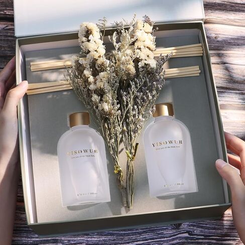 Diffuser القصب - ياسمين ليلي وأوسمانثوس 6.76 أوقية （200 مل） 2 عبوات زهرة العطرية الناشر مع 16 عصا - عطر طويل الأمد للمنزل غرفة نوم غرفة الحمام رف رف رف in Kuwait