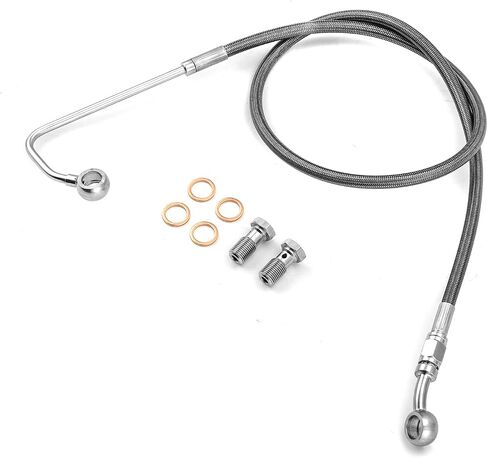 Mofun ABS Line Hydraulic Hydraulic Brake Line 37 "مطول طويل من الفولاذ المقاوم للصدأ متوافق مع Harley Softail Breakout Slim Fat Boy Deluxe 2011-2014 ، Fit 16" -18 "Handlebar Black in Saudi Arabia