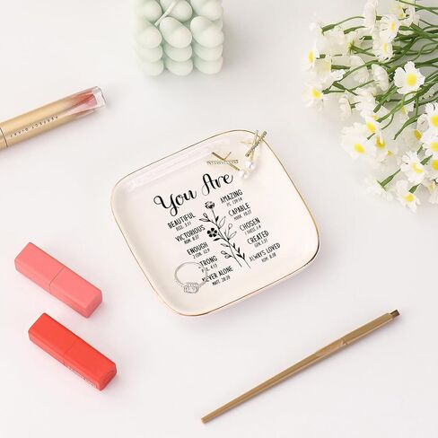 Ceramic Jewelry Ring Dish, Necklace Earrings Holders Tray Summer Gift - Bloom Flowers Florals Lavender, Gifts for Mother's Day, Christmas, Thanksgiving, and Birthdays for women 11 in Saudi Arabia