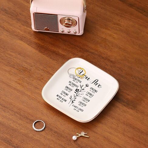 Ceramic Jewelry Ring Dish, Necklace Earrings Holders Tray Summer Gift - Bloom Flowers Florals Lavender, Gifts for Mother's Day, Christmas, Thanksgiving, and Birthdays for women 11 in Saudi Arabia