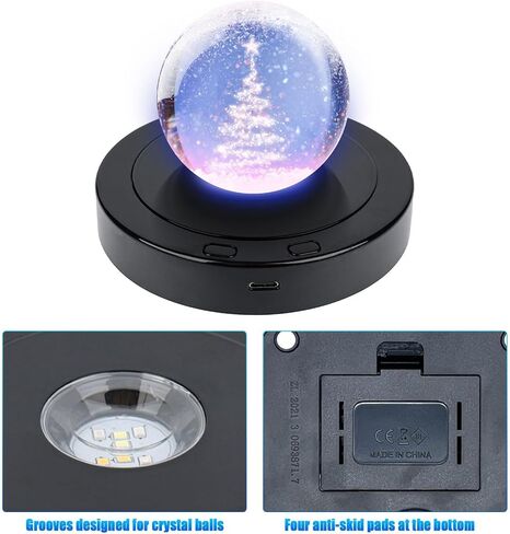 قاعدة عرض LED مستديرة، حامل عرض ضوء متغير ملون، قاعدة عرض LED لكريستال الكرة الفنية الزجاجية ثلاثية الأبعاد، قطعتان فضية in Saudi Arabia