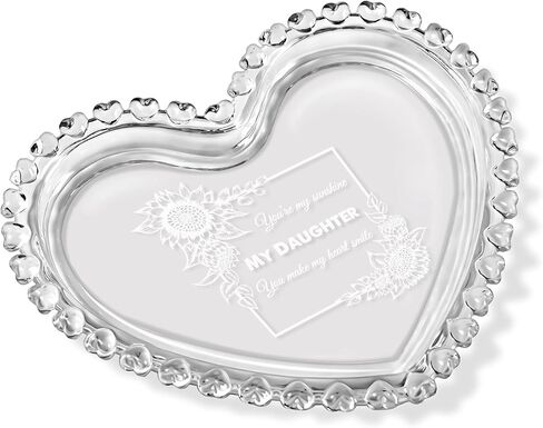 Sweet Sixteen 16th Birthday Glass Jewelry Tray Gifts Laser Engraved Heart Shape Dish Personalized 16th Birthday Gifts for Daughter Sister Granddaughter Niece Friend in Kuwait