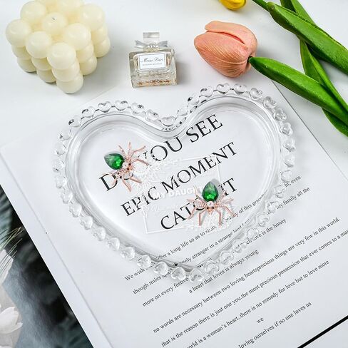 Sweet Sixteen 16th Birthday Glass Jewelry Tray Gifts Laser Engraved Heart Shape Dish Personalized 16th Birthday Gifts for Daughter Sister Granddaughter Niece Friend in Kuwait