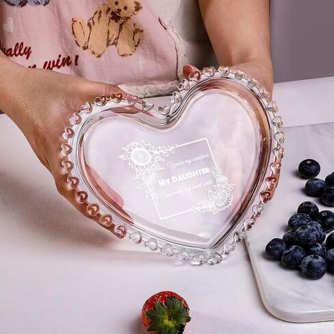 Sweet Sixteen 16th Birthday Glass Jewelry Tray Gifts Laser Engraved Heart Shape Dish Personalized 16th Birthday Gifts for Daughter Sister Granddaughter Niece Friend in Kuwait
