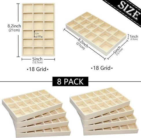8 Pack Earring Organizer Holder Velvet Jewelry Tray for Drawer Stackable Jewelryy Organizer Divided Display Tray for Earring 144 Grids, Black in Saudi Arabia