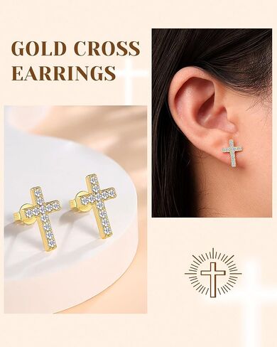 UPROMI Silver/Gold Cross Earrings for Women Teens, Confirmation Catholic Christian Religious Birthday Christmas Gifts in Saudi Arabia