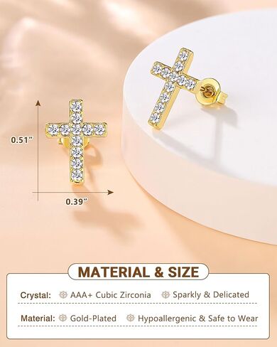 UPROMI Silver/Gold Cross Earrings for Women Teens, Confirmation Catholic Christian Religious Birthday Christmas Gifts in Saudi Arabia