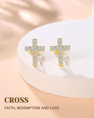 UPROMI Silver/Gold Cross Earrings for Women Teens, Confirmation Catholic Christian Religious Birthday Christmas Gifts in Saudi Arabia
