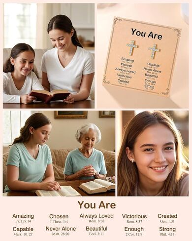UPROMI Silver/Gold Cross Earrings for Women Teens, Confirmation Catholic Christian Religious Birthday Christmas Gifts in Saudi Arabia