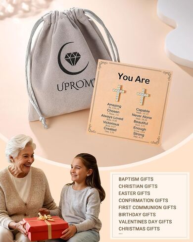 UPROMI Silver/Gold Cross Earrings for Women Teens, Confirmation Catholic Christian Religious Birthday Christmas Gifts in Saudi Arabia