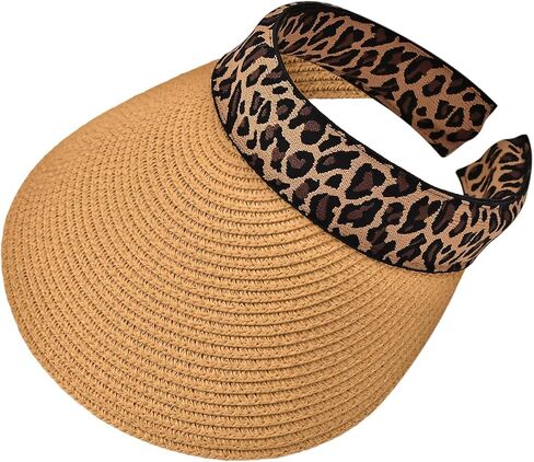 Sun Visor, Ladies Ponytail Wide Brim Straw Headband Visors, Summer Beach Travel Shade Hat with UV Protection for Women in Saudi Arabia