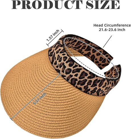 Sun Visor, Ladies Ponytail Wide Brim Straw Headband Visors, Summer Beach Travel Shade Hat with UV Protection for Women in Saudi Arabia