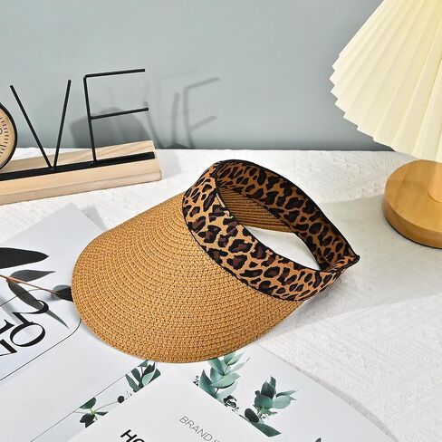 Sun Visor, Ladies Ponytail Wide Brim Straw Headband Visors, Summer Beach Travel Shade Hat with UV Protection for Women in Saudi Arabia