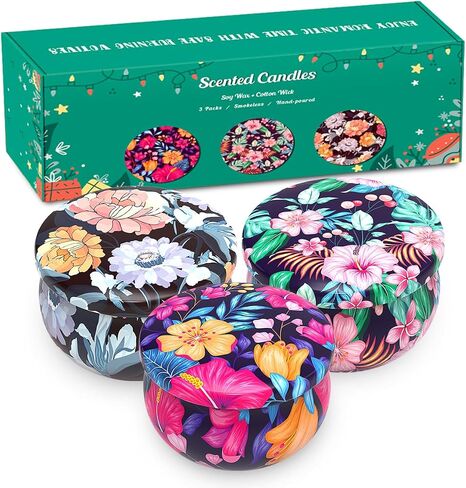 3 Packs Scented Candles Set for Christmas Thanksgiving, Natural Soy Wax Portable Travel Tin Candle, Aromatherapy Gift for Friends Classmates Colleague in Saudi Arabia