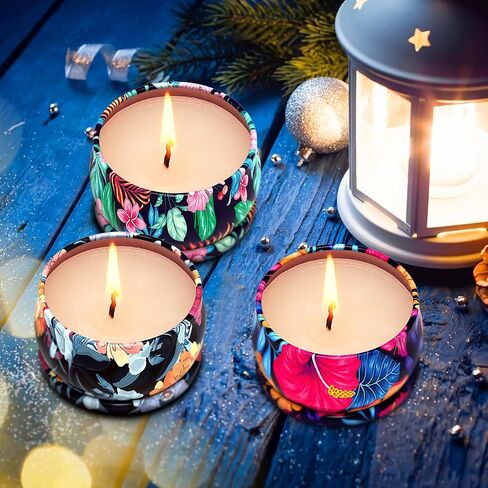 3 Packs Scented Candles Set for Christmas Thanksgiving, Natural Soy Wax Portable Travel Tin Candle, Aromatherapy Gift for Friends Classmates Colleague in Saudi Arabia