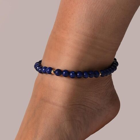 Softones 6mm Natural Stone Anklet for Women Gemstone Ankle Bracelets for Women Healing Energy Crystal Anklets Adjustable(8.5-10 Inches) in Kuwait