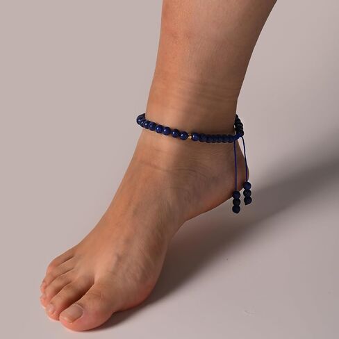 Softones 6mm Natural Stone Anklet for Women Gemstone Ankle Bracelets for Women Healing Energy Crystal Anklets Adjustable(8.5-10 Inches) in Kuwait