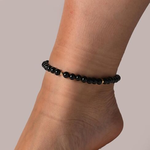 Softones 6mm Natural Stone Anklet for Women Gemstone Ankle Bracelets for Women Healing Energy Crystal Anklets Adjustable(8.5-10 Inches) in Kuwait