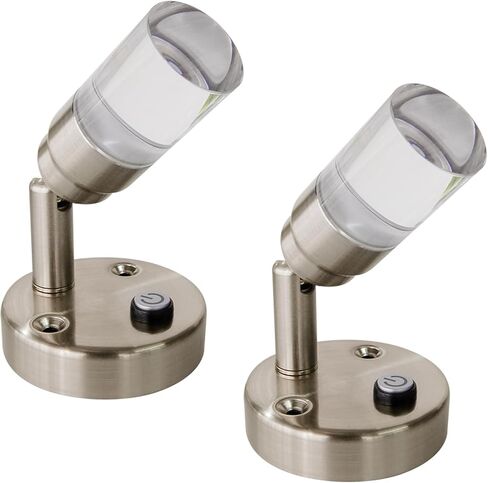 حلم الإضاءة 12V LED أضواء القراءة مع التبديل الأضواء الجهد المنخفض لRV المراكب الشراعية العربة الداخلية الأزرق و3000K الإضاءة البيضاء الدافئة 2 واط 100 لومن نحي النيكل النهاية، 2 حزمة in Kuwait