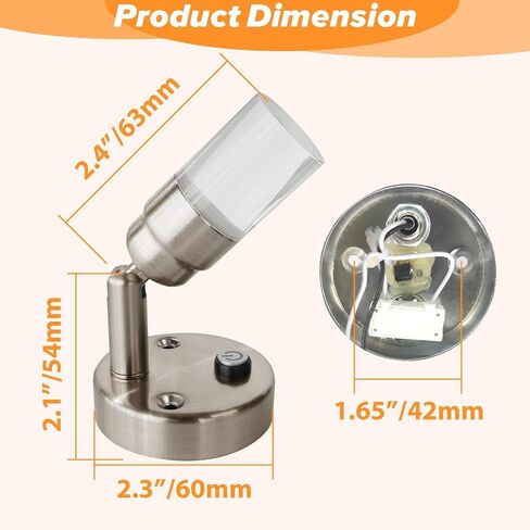 حلم الإضاءة 12V LED أضواء القراءة مع التبديل الأضواء الجهد المنخفض لRV المراكب الشراعية العربة الداخلية الأزرق و3000K الإضاءة البيضاء الدافئة 2 واط 100 لومن نحي النيكل النهاية، 2 حزمة in Kuwait