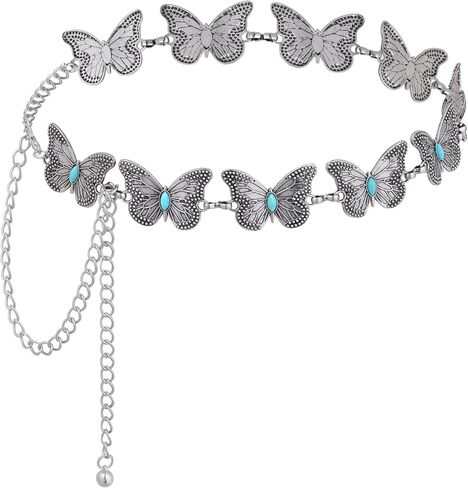 Western Metal Concho Belt for Women Cowgirl Boho Turquoise Chain Belts for Dresses Jeans Country Concert Outfit in Saudi Arabia
