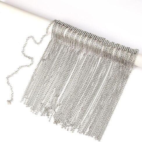 CHIC DIARY Rhinestone Waist Belts for Women Shiny Diamond Crystal Waist Belts Tassel Fringe Dress Belts for Prom Wedding in Kuwait