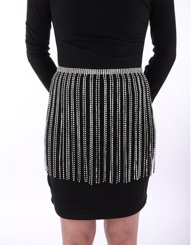 CHIC DIARY Rhinestone Waist Belts for Women Shiny Diamond Crystal Waist Belts Tassel Fringe Dress Belts for Prom Wedding in Kuwait