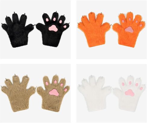 Faux Fur Wolf Paw Gloves Fingerless Glove - Warm Cat Mittens for Winter, Cosplay, Halloween Party Costume 14 30 in Saudi Arabia