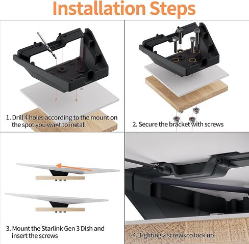Starlink Gen 3 Pole Mount، محول أنابيب معدنية لـ Starlink Gen3/V3 RV ومجموعة تثبيت السقف لحامل الأطباق القياسي V3 Starlink in Kuwait
