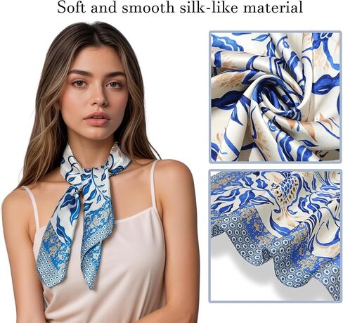 Silk-Like Bandana Scarf for Women - Soft, Lightweight, Multipurpose Head & Neck Scarf, Hair Accessory & Handbag Decor​​ in Kuwait