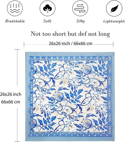 Silk-Like Bandana Scarf for Women - Soft, Lightweight, Multipurpose Head & Neck Scarf, Hair Accessory & Handbag Decor​​ in Kuwait